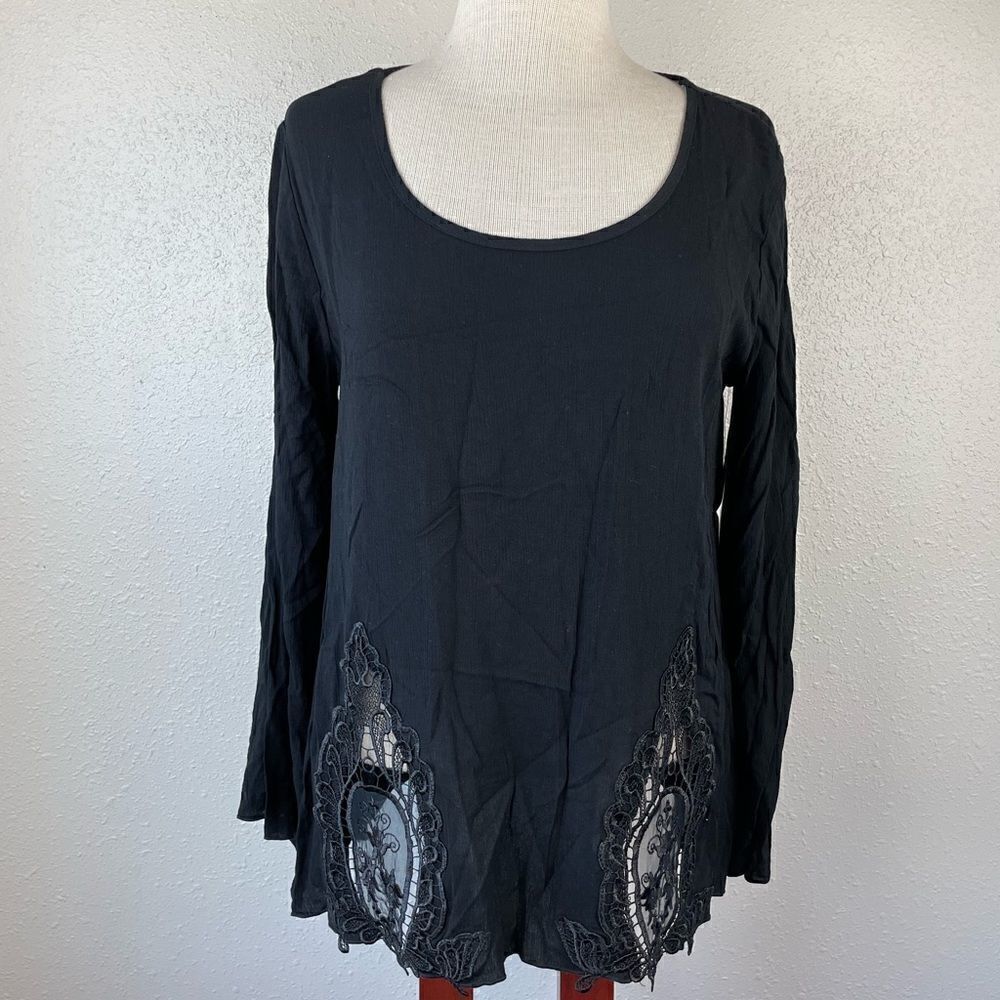 NWT JW Style Black Blouse Top Size S
